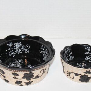 NEW Temptations Black Floral Lace Bowls (2)